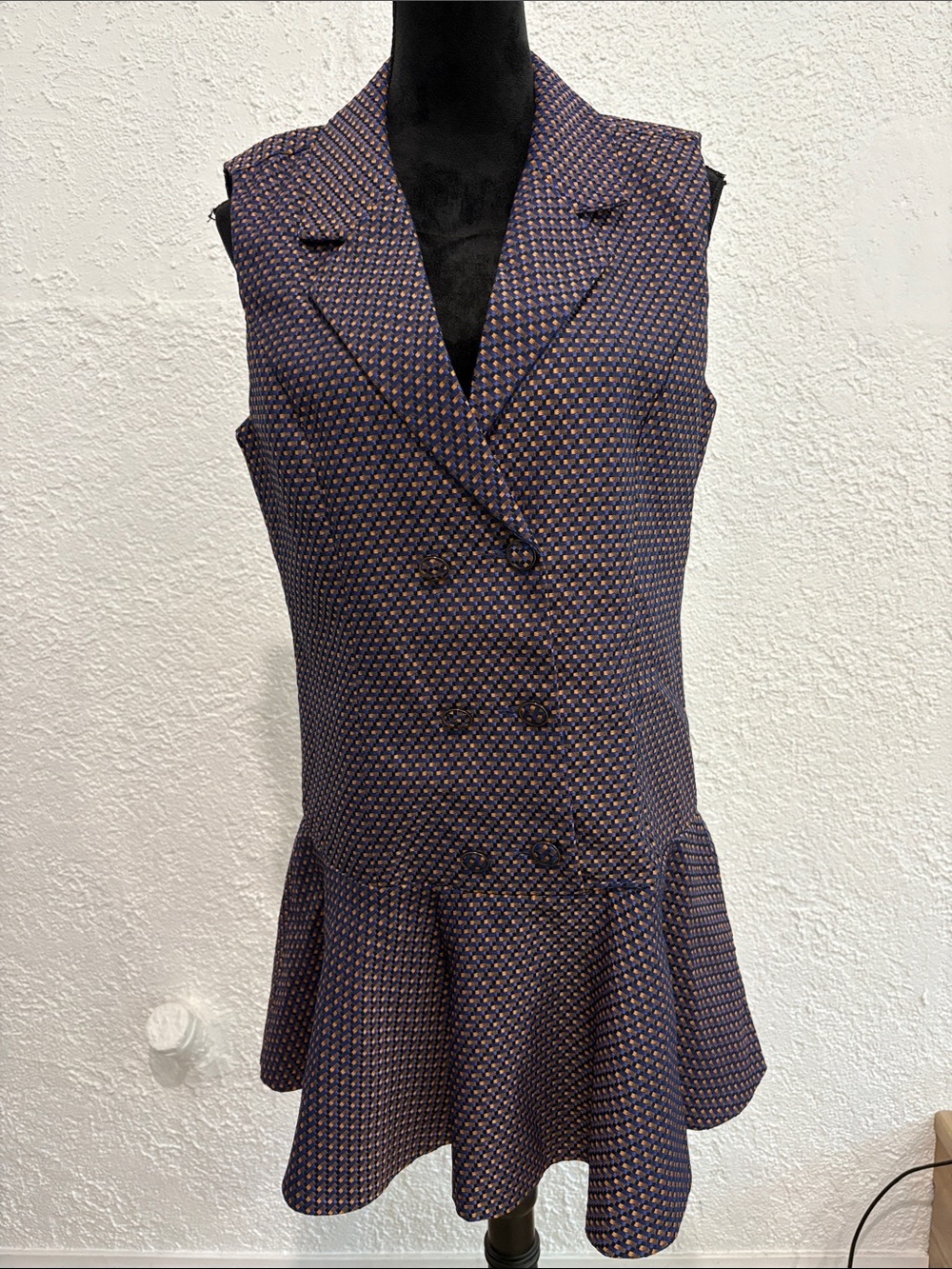 Blazer Vest Dress Navy Orange Size Medium